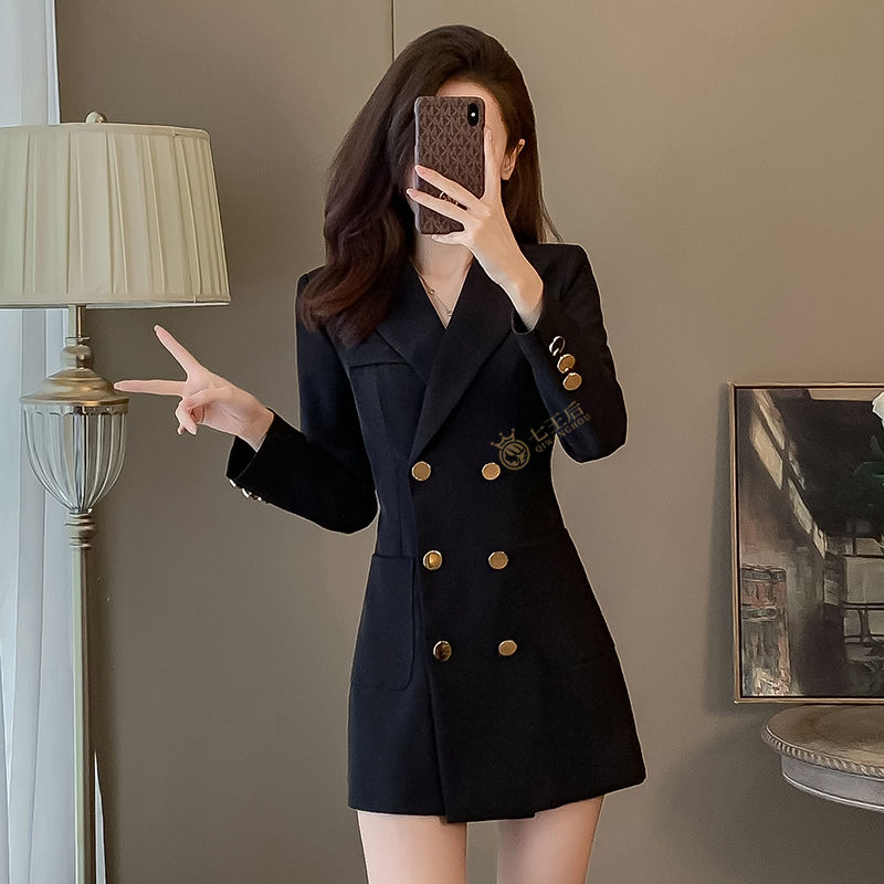 High-end suit jacket for women 2024 new temperament waist dress design niche black suit jacket for women