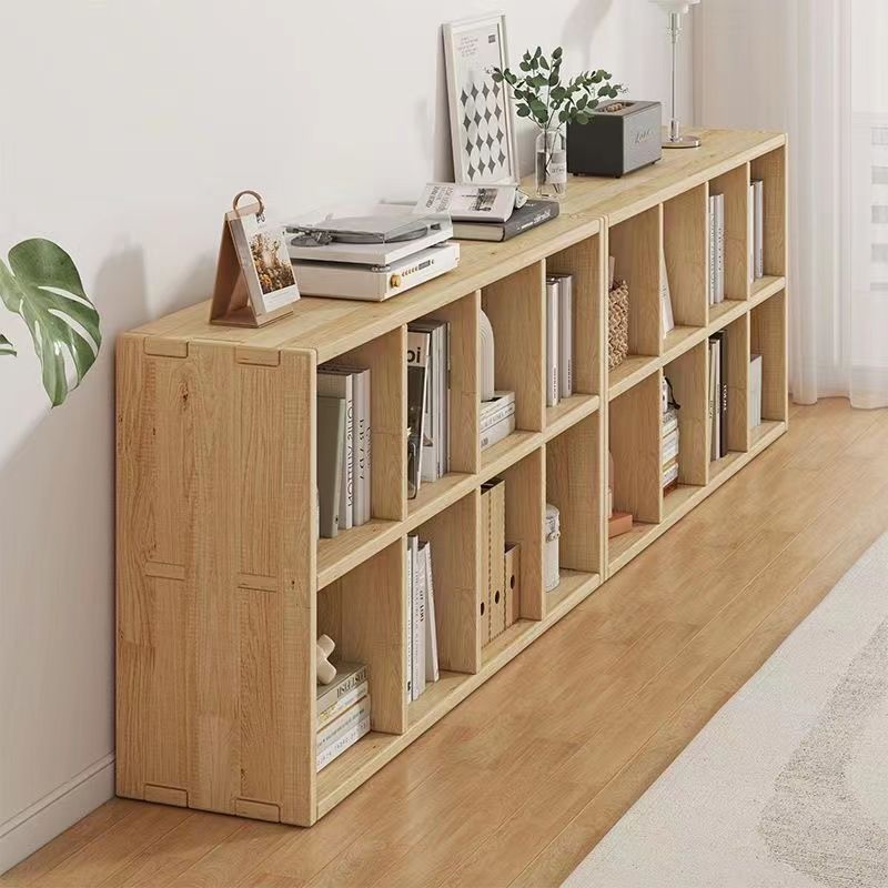 实木书架落地置物架靠墙组合格子柜客厅储物收纳家用矮书柜置物柜