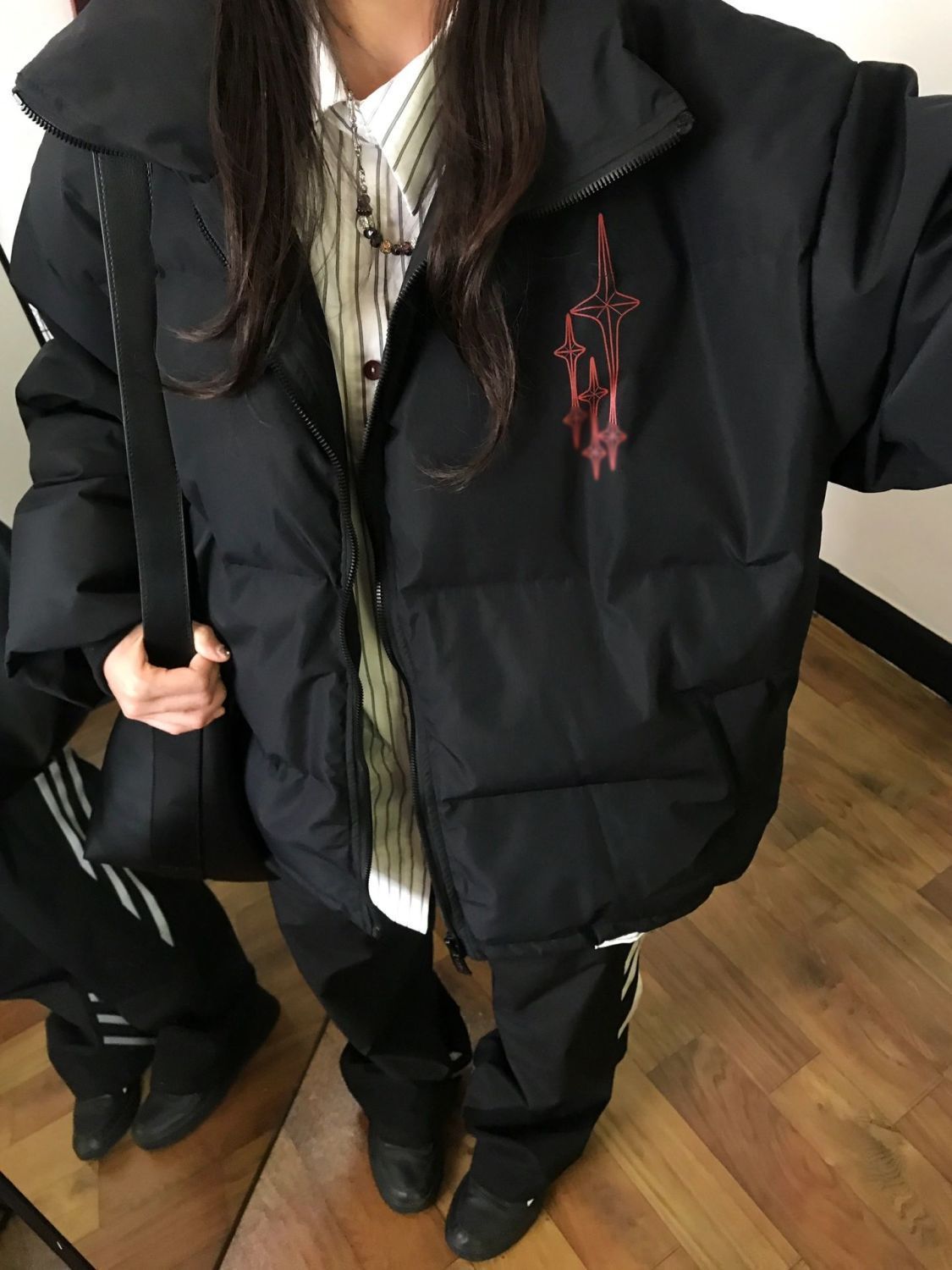 美式复古胖mm黑色立领潮牌棉服女冬季新款大码加厚面包服学生外套