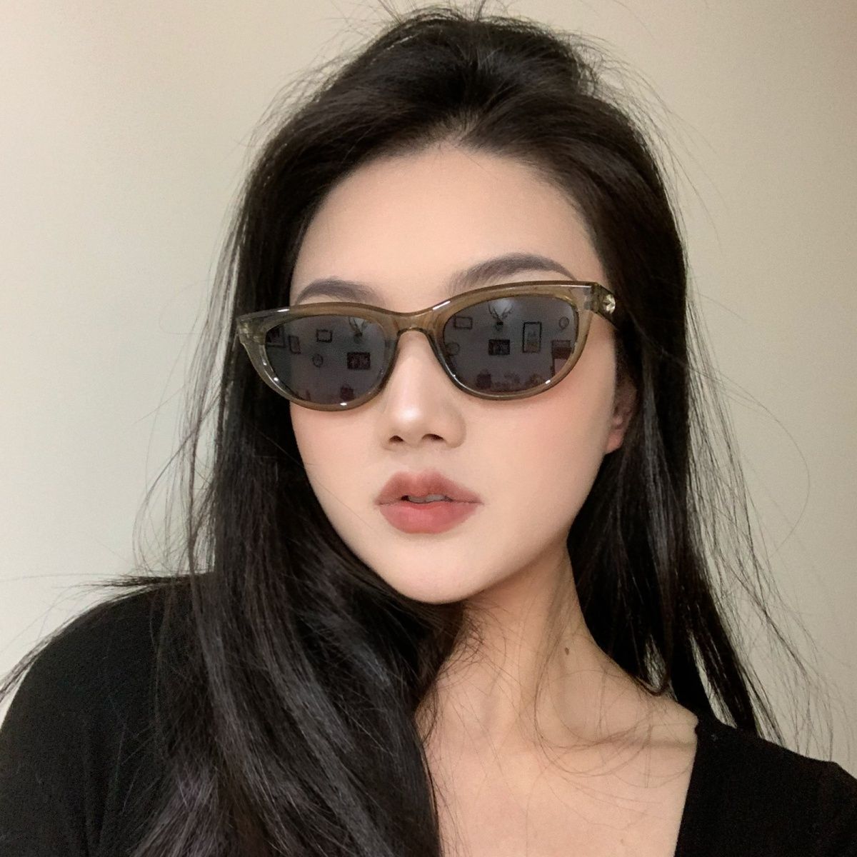 歐美甜酷辣妹氛圍感高級綠色太陽眼鏡方圓臉顯瘦網紅炫墨鏡女復古