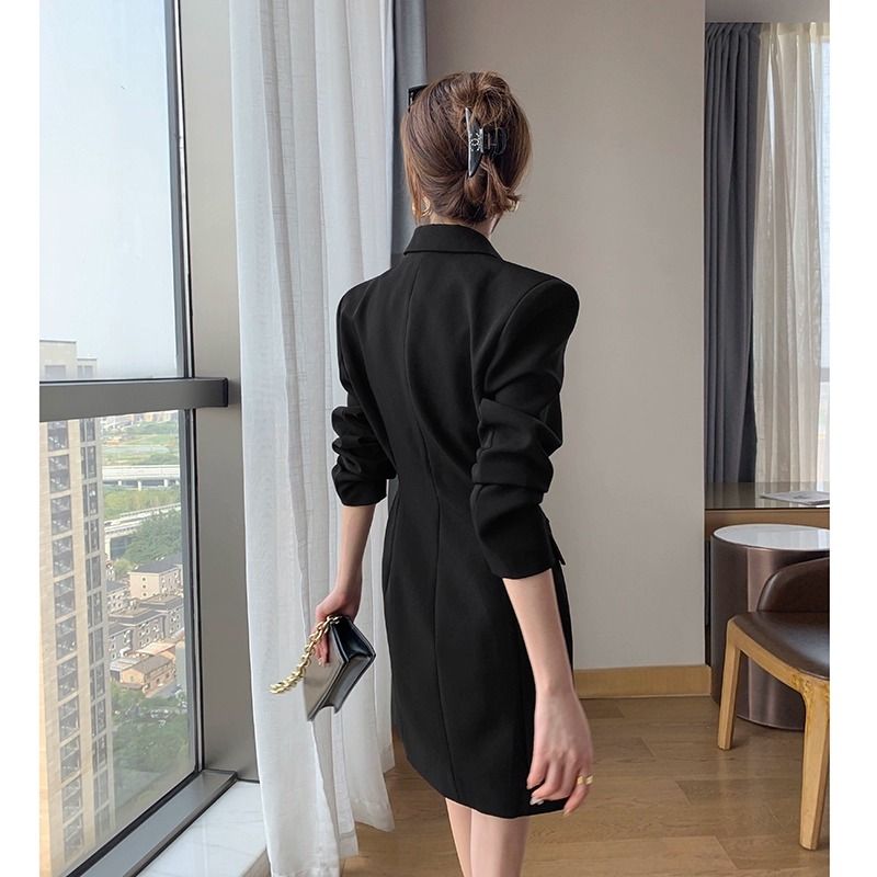 Suit dress for women spring and autumn 2024 new Korean style casual temperament waisted mid-length professional small suit jacket