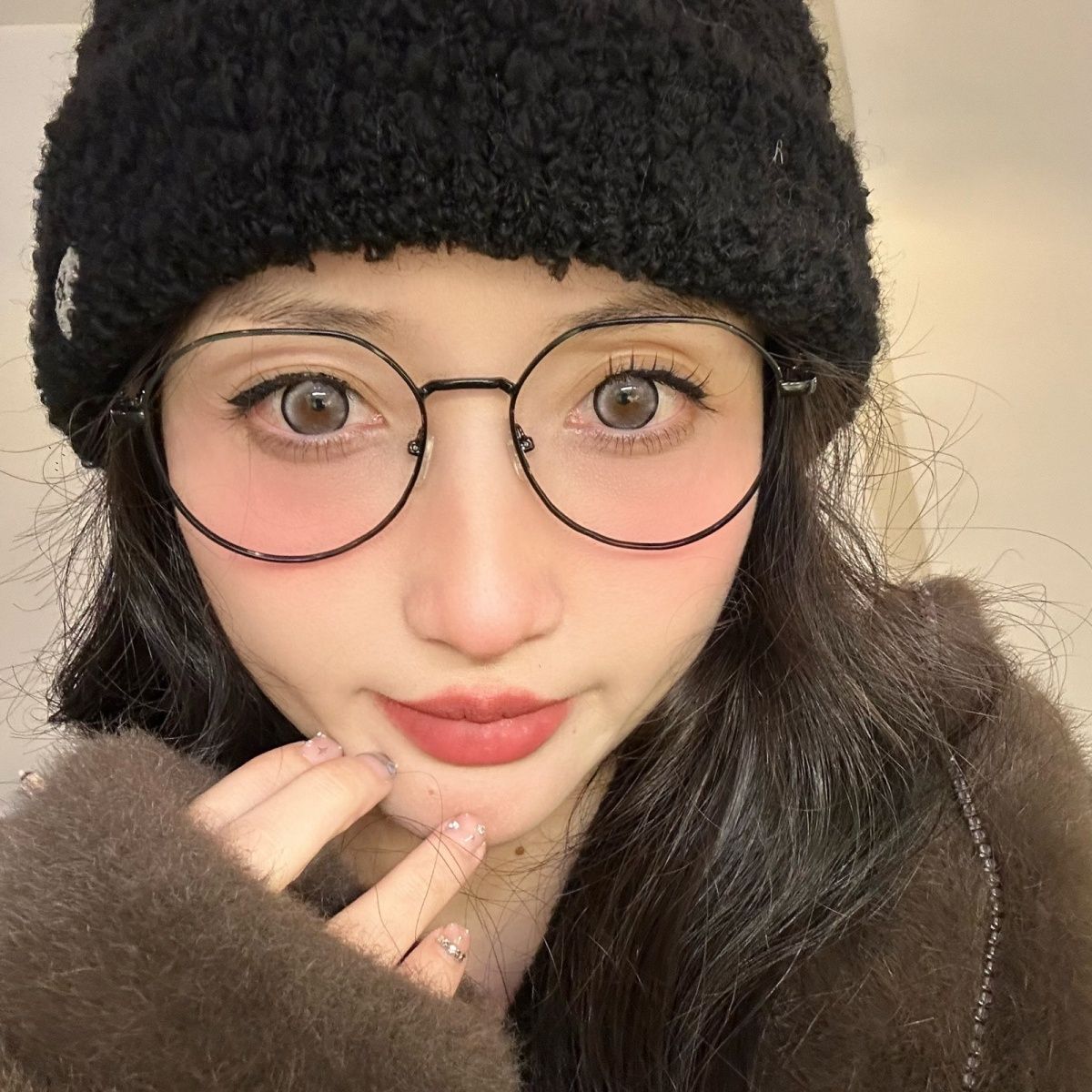 超輕防藍光銀框眼鏡女方圓臉素顏可配度數散光近視鏡片眼睛框架男