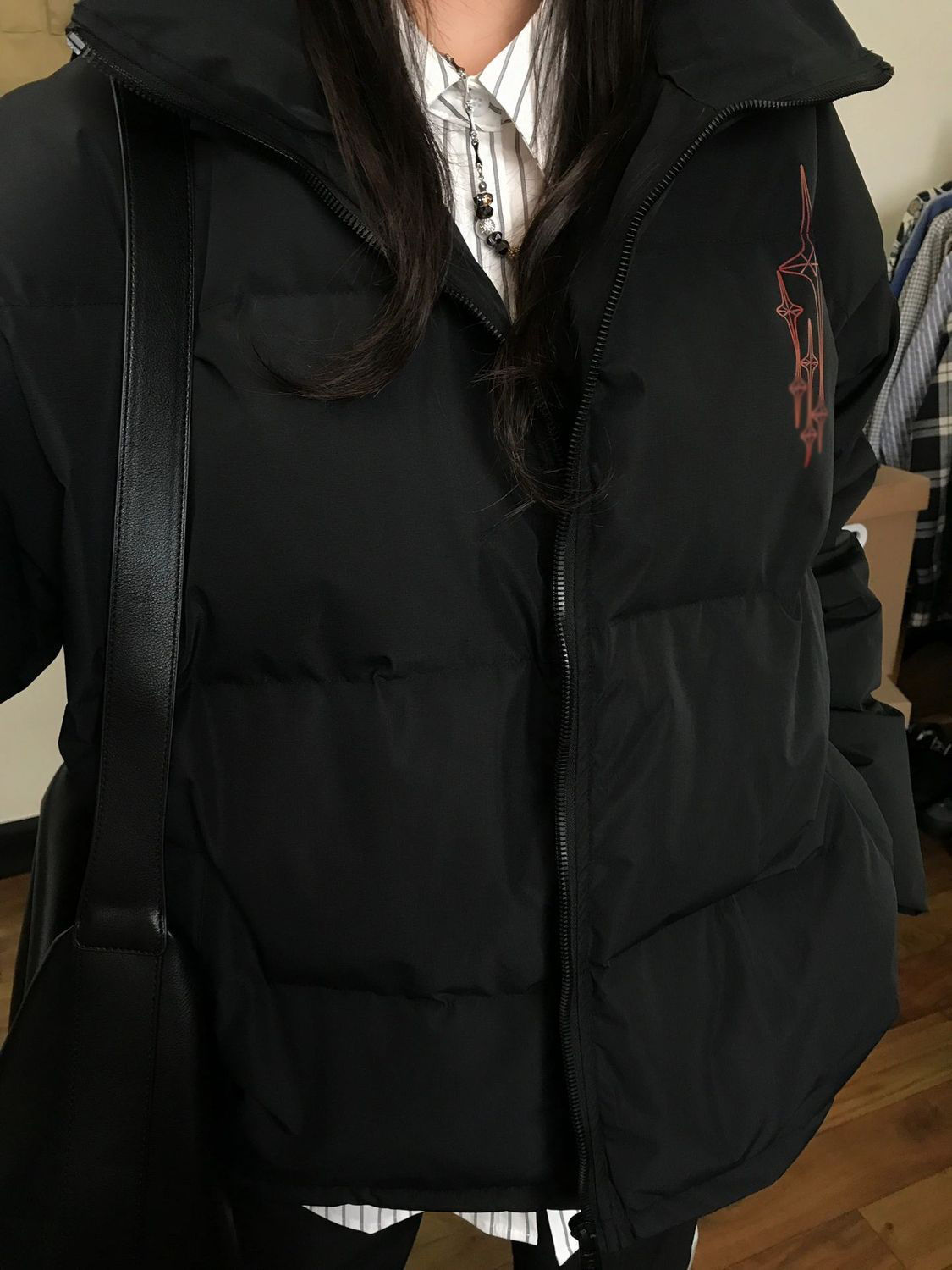 美式复古胖mm黑色立领潮牌棉服女冬季新款大码加厚面包服学生外套