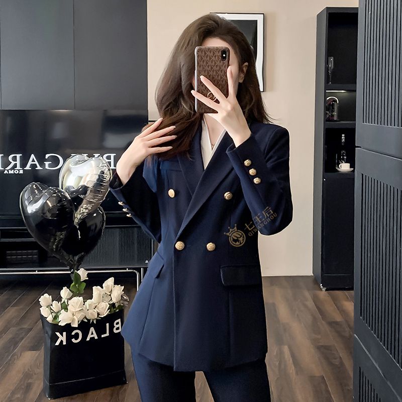 Double-breasted suit suit for women professional 2024 new style college student interview formal wear temperament manager lawyer work clothes