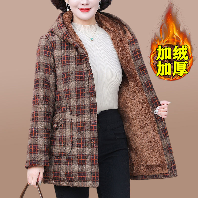 2023年冬季新款時尚洋氣大碼百搭連帽棉衣寬鬆遮肚顯瘦減齡棉服