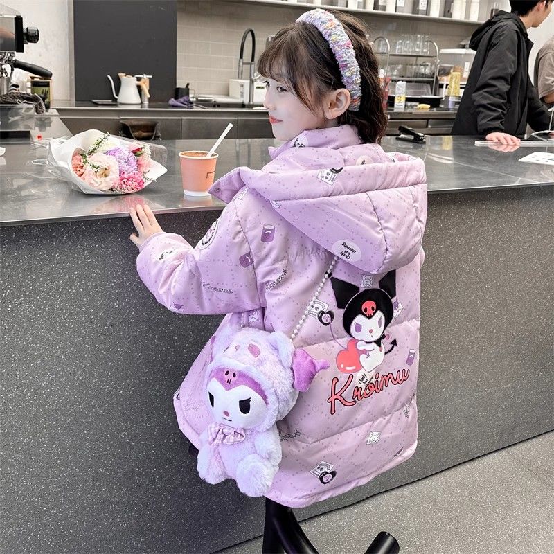 Kuromi Girls' Down Jacket 2023 New Winter Children's Style Thickened Warm 90 White Duck Down Girls' Jacket