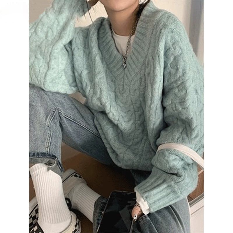 韓版潮流ins風加厚寬鬆外穿軟糯慵懶風針織毛衣女外套秋冬款上衣