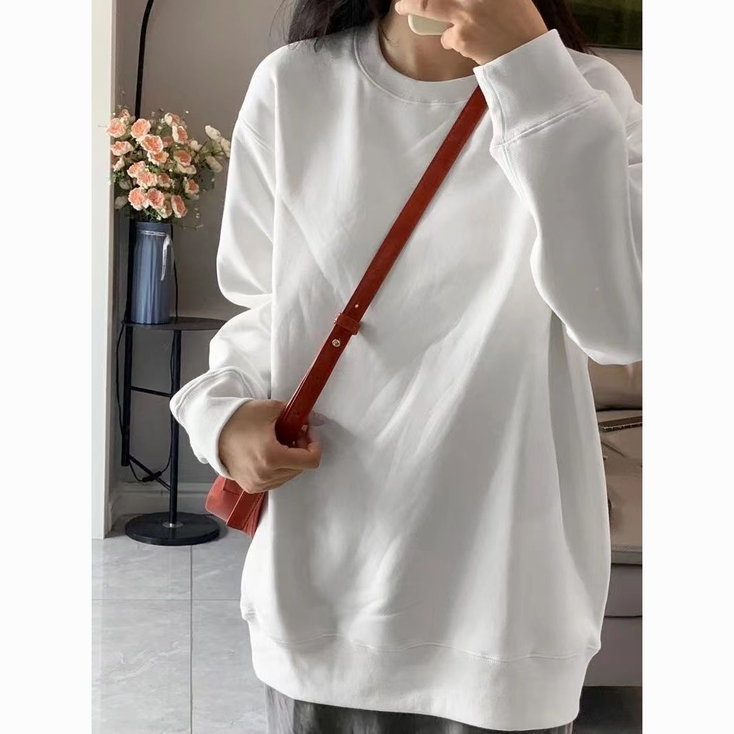 ins超火純色無帽衛衣女秋冬oversize加絨外套韓版寬鬆慵懶上衣薄