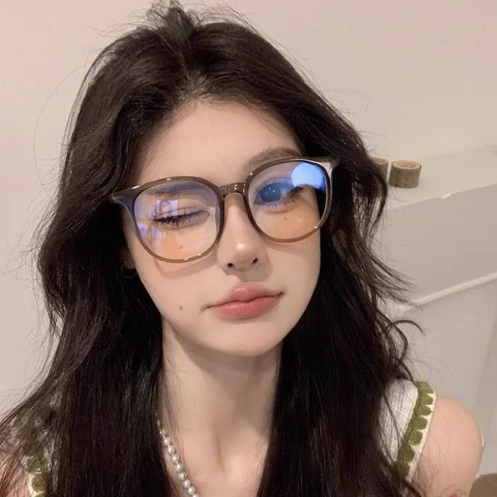 韓版透灰色防藍光眼鏡理工男潮可配度數顯瘦近視眼鏡女大臉顯臉小