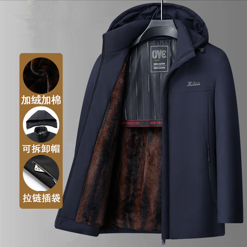 Parker Men's New Winter Cotton Clothes Casual Coldproof Cotton Clothes for Middle-aged and Elderly Fathers with Velvet Thickened Warm Jackets