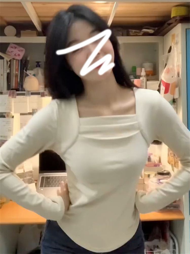 德絨打底衫女秋冬季2023新款小個子高級感內搭方領長袖t恤上衣潮