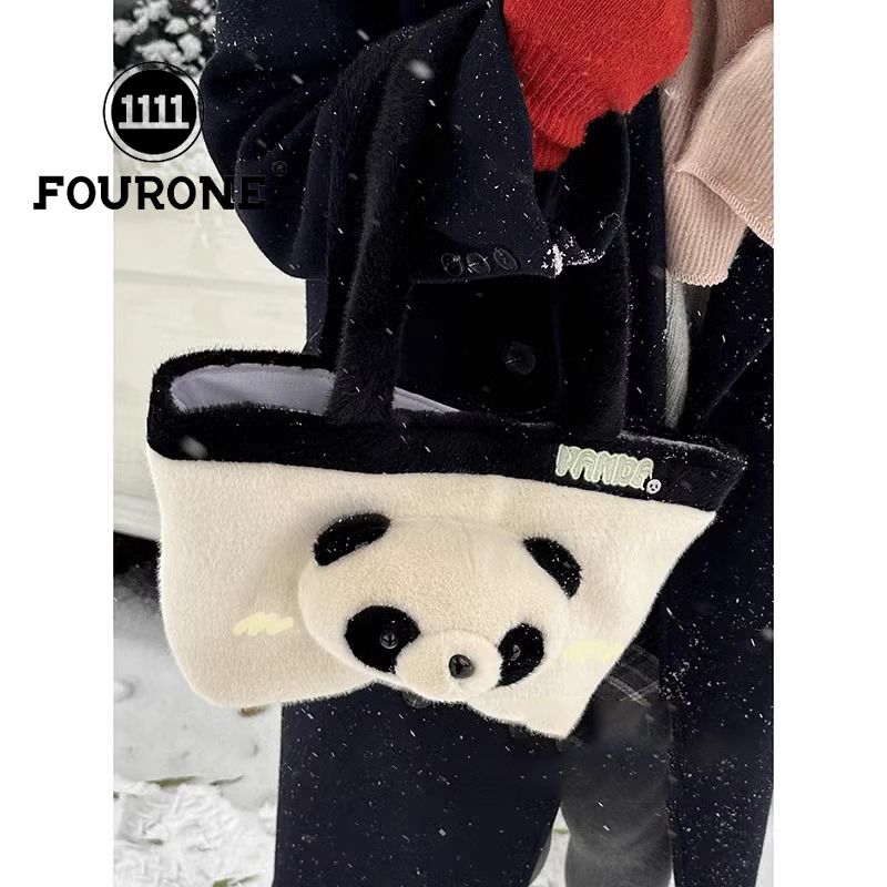 Cute Panda Bag Women's New Trendy Cartoon Plush Bag Casual Large Capacity Portable Tote Bag