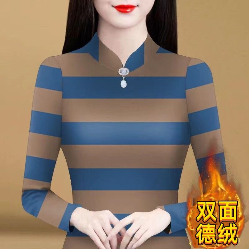 2023新款一體雙面德絨半高領打底衫女長袖修身時尚百搭保暖上衣潮