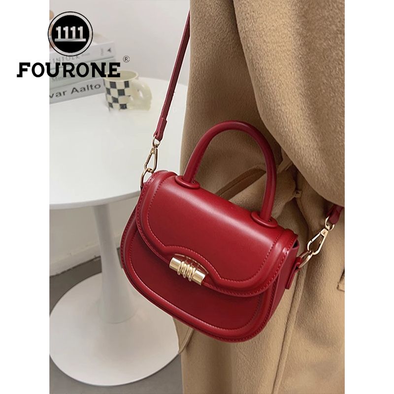 New Year's Burgundy Bag Women's New Trendy One-Shoulder Crossbody Bag High-End Versatile Portable Saddle Bag