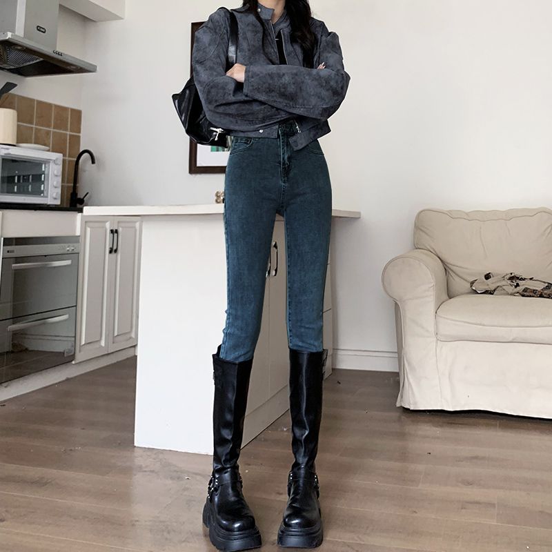 70-200斤大碼彈力牛仔褲女2024新款春季高腰百搭小腳緊身鉛筆褲子