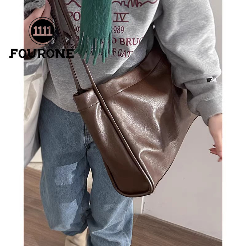 Large-capacity handbag women's new fashion retro shoulder bag simple and versatile commuter tote bag