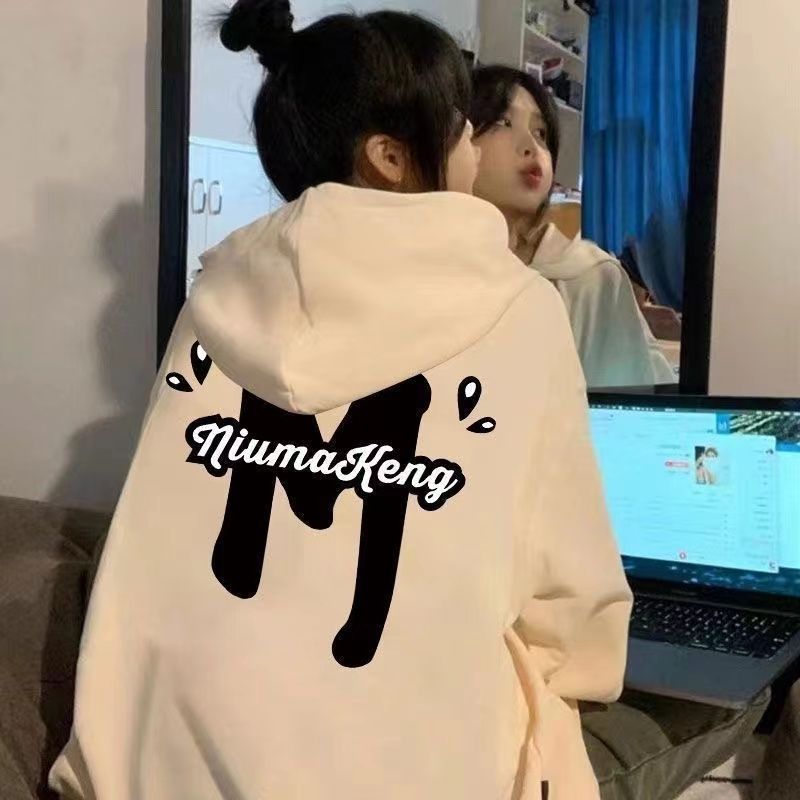 秋冬季美式連帽衛衣女新款甜美可愛oversize中長款套頭ins上衣服