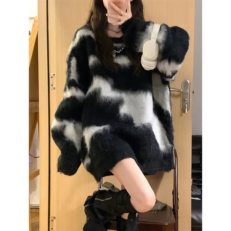 日系港味復古chic毛衣女秋冬季韓系慵懶風小眾設計感加厚軟糯外套