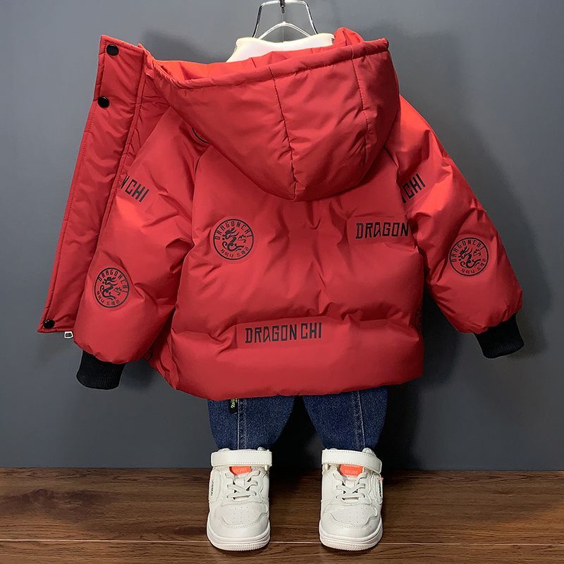 男童羽絨服冬季2023新款潮紅色過年喜慶衣服兒童外套男孩寶寶冬裝
