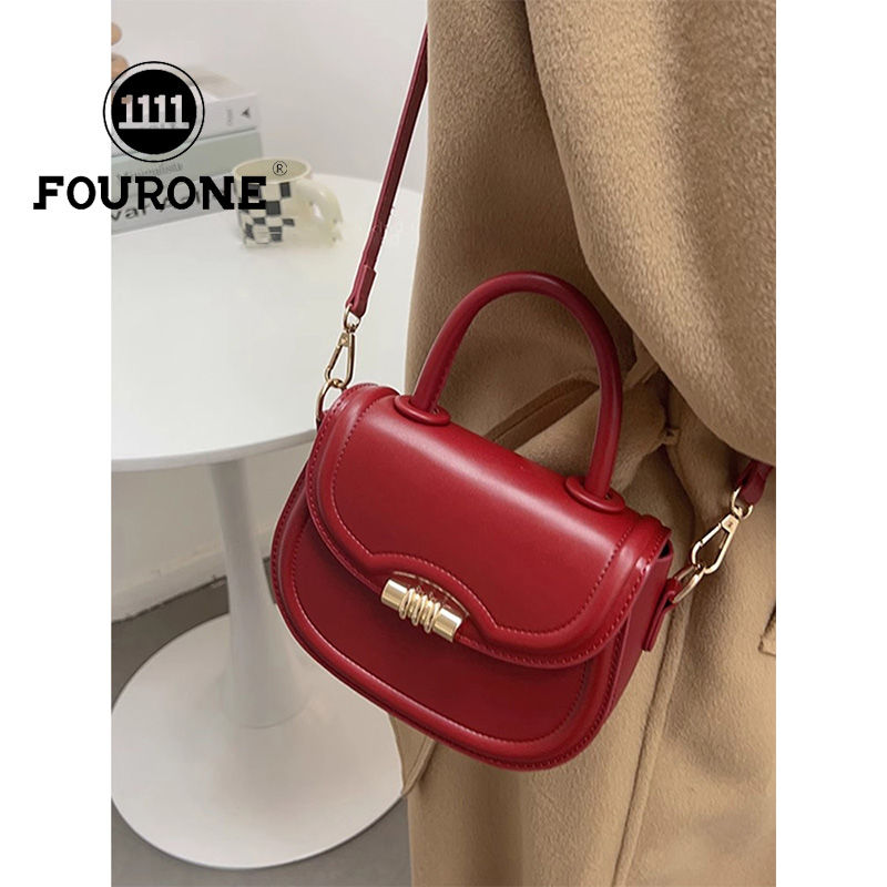New Year's Burgundy Bag Women's New Trendy One-Shoulder Crossbody Bag High-End Versatile Portable Saddle Bag