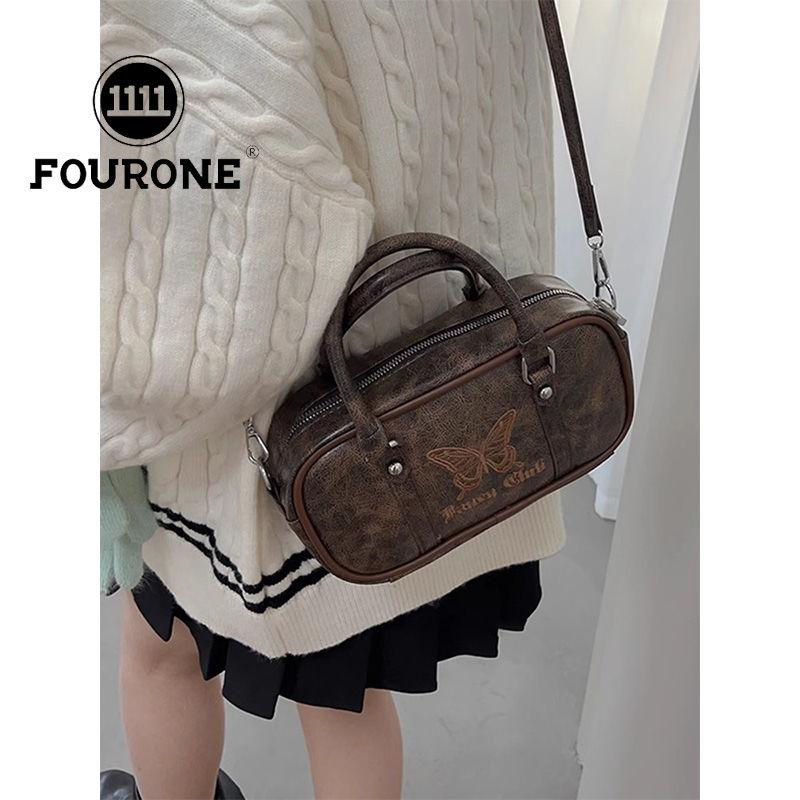 Niche design butterfly bag women's new shoulder crossbody bag Korean retro portable bowling bag
