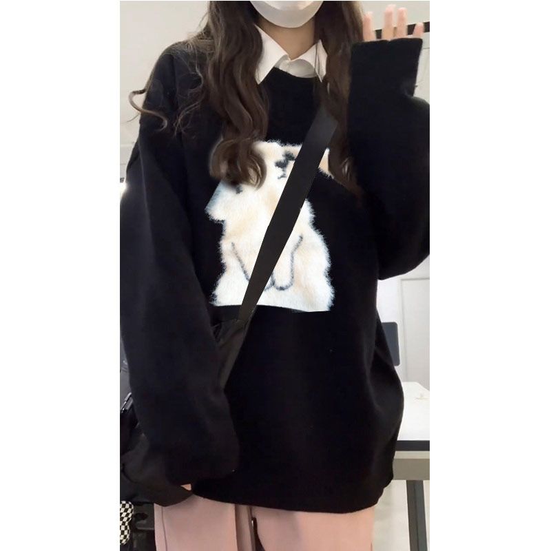 兔年本命年衣服毛衣女秋冬加厚設計感小眾日系復古小個子針織上衣