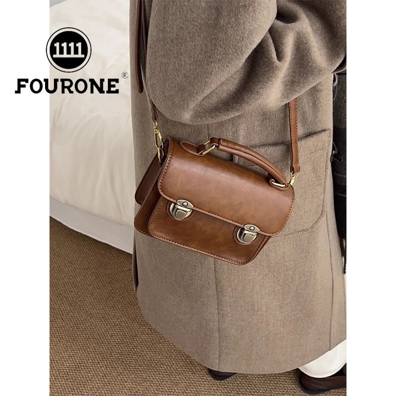 Retro college style crossbody small bag women's new shoulder bag high-end versatile small square handbag