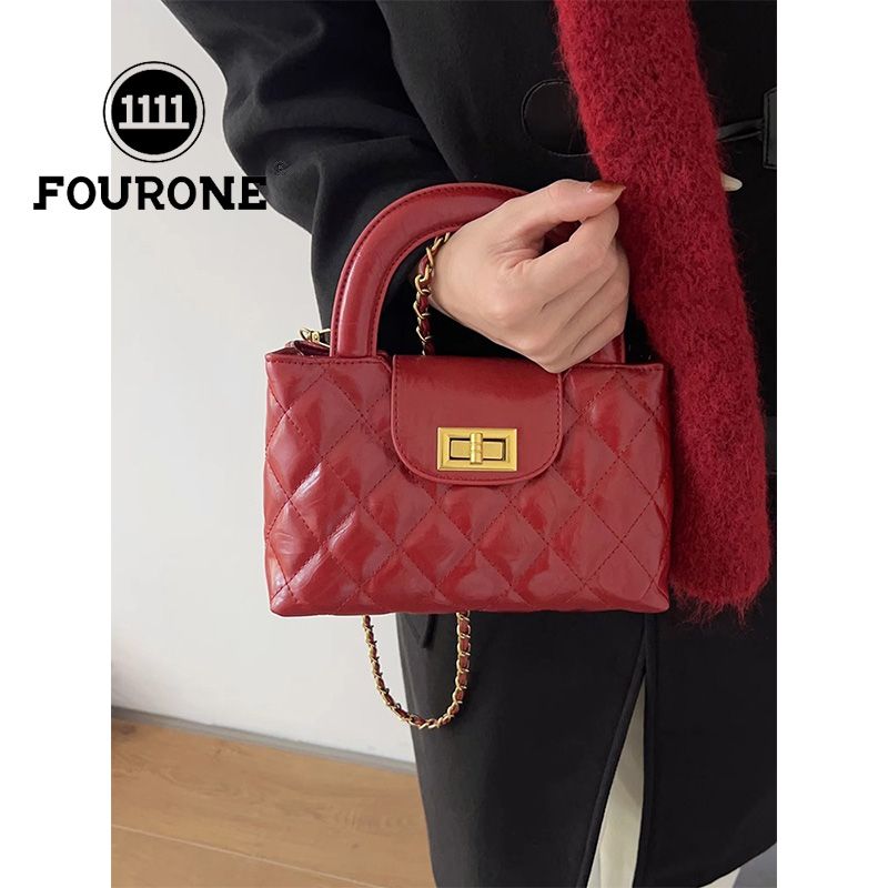 New Year's portable red bag for women, new shoulder crossbody bag, versatile wedding bag, high-end small square bag