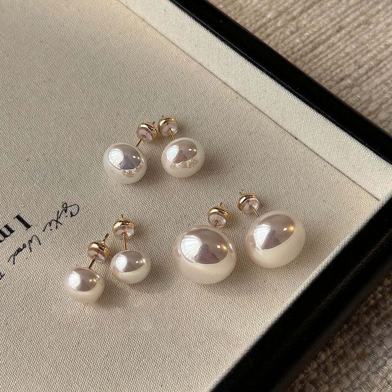 施家饅頭粉光珍珠耳釘女925ins風輕奢氣質耳環2023新款小眾耳飾品