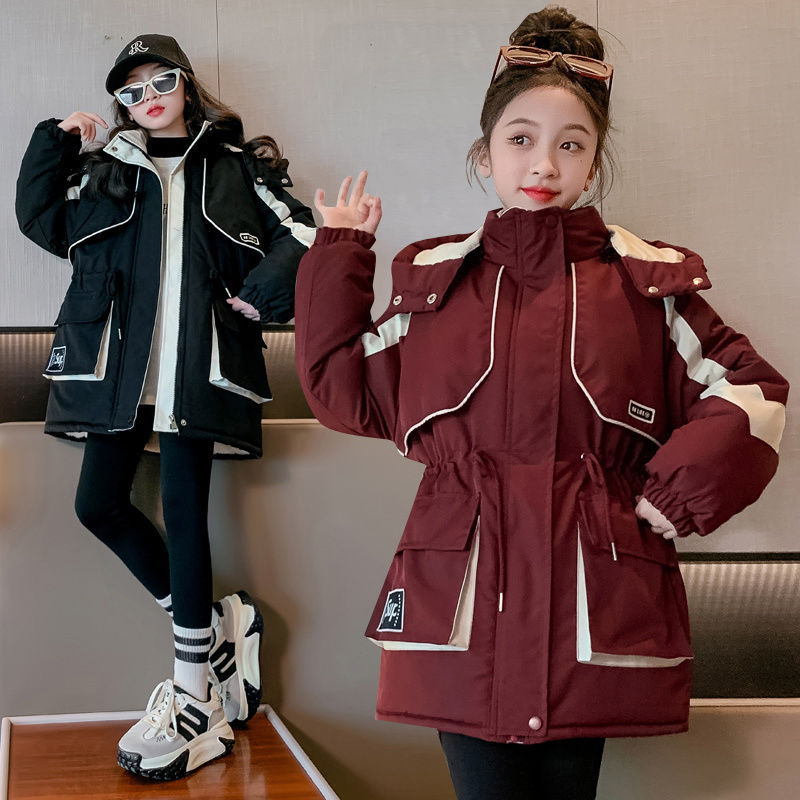Girls' coats with velvet and thickening for winter 2023 new style children's stylish fashionable girls' Internet celebrity jackets