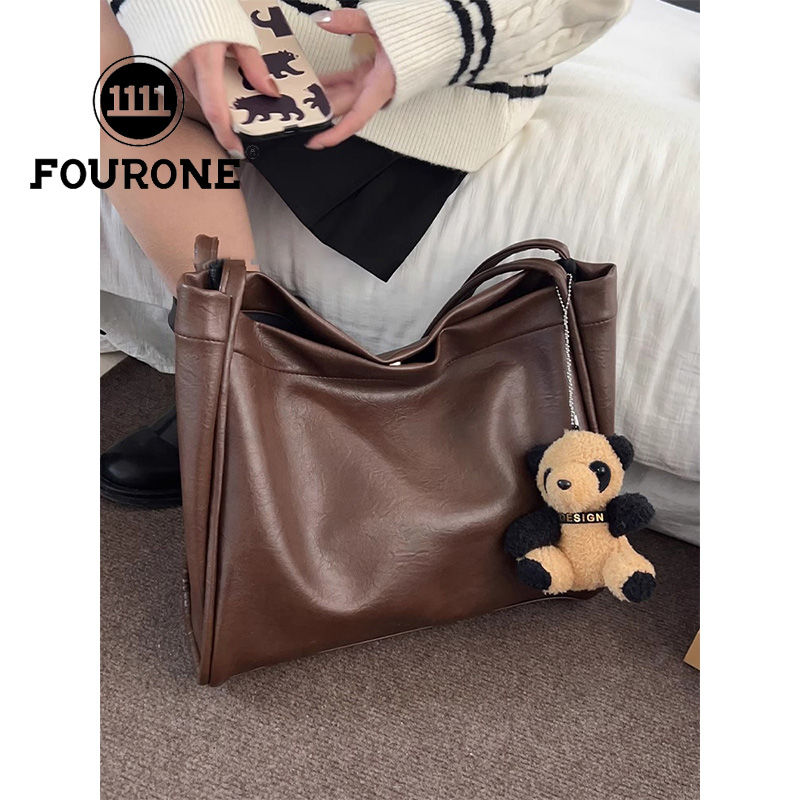 Korean retro commuter bag women's new single shoulder crossbody bag texture niche large capacity tote bag