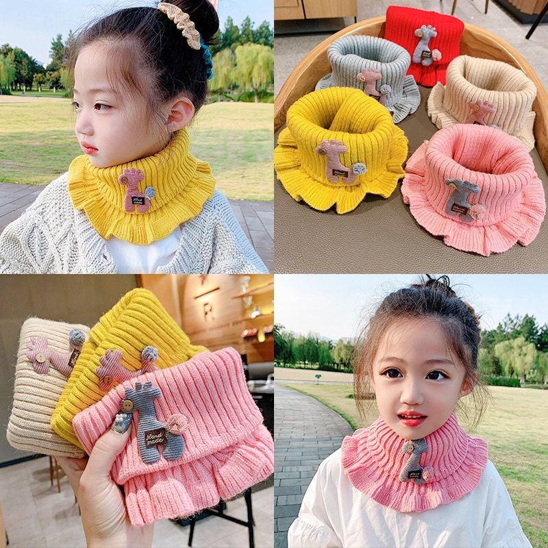 Baby scarf is warm in winter and cute. Girls' autumn and winter neck scarf. Little girl's winter knitted spring and autumn children's scarf.