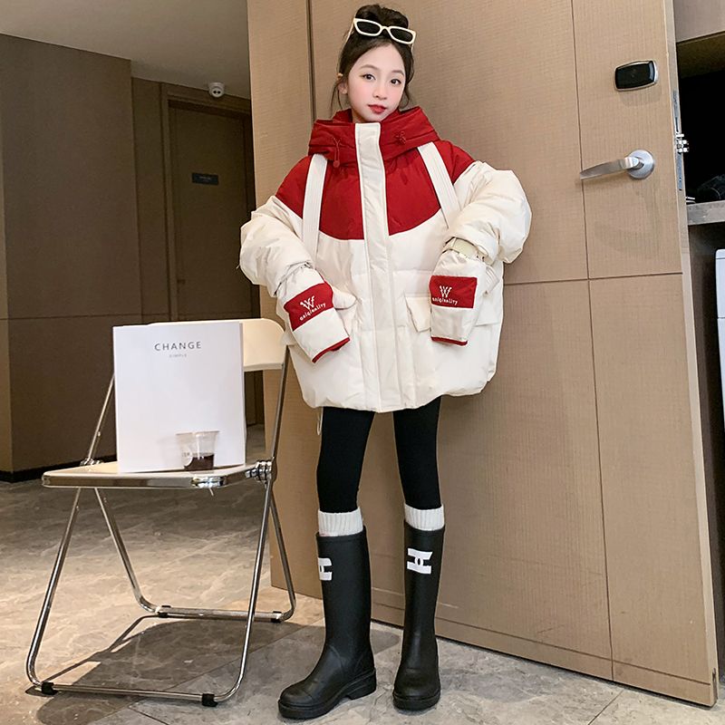 Girls' down cotton coat winter 2023 new style medium and large children's thickened medium and long cotton coat children's cotton jacket