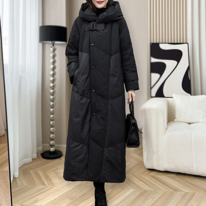 長款羽絨棉服女2023冬季新款洋氣減齡過膝加厚寬鬆超長款百搭外套