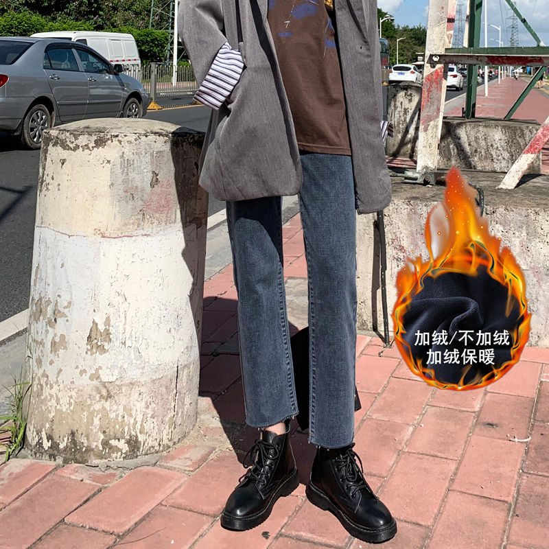 時尚復古直筒牛仔褲女2023年秋新款顯瘦爆款九分煙管褲小個子高腰