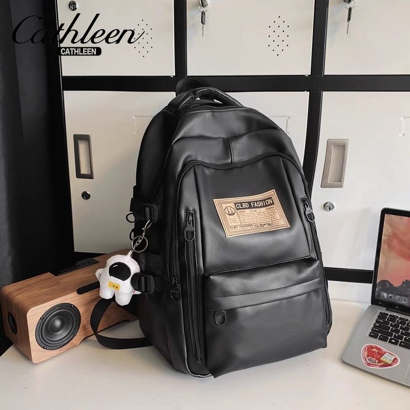 书包后背拉链暗袋慵懒风耐脏美式电脑书包双肩包高中生背包
