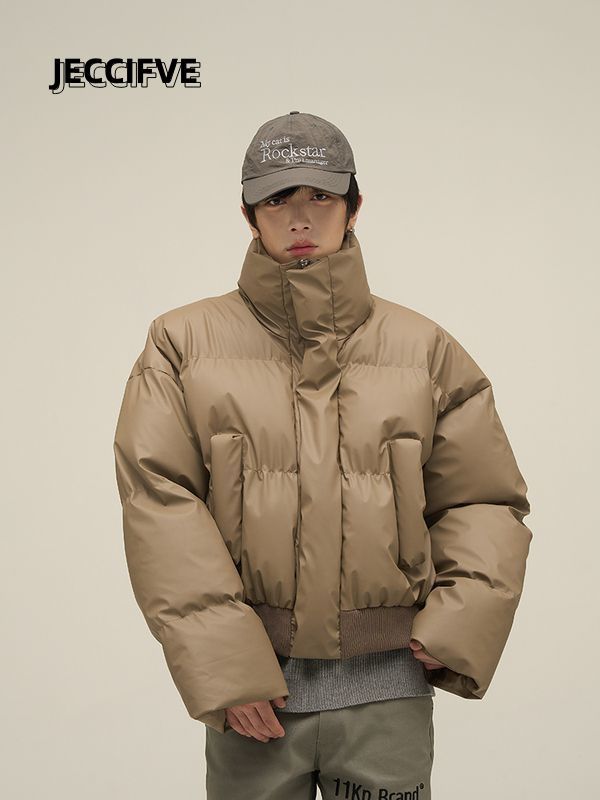 JECCIFIVE美式冬季復古短款棉服男女高級感設計感加厚小眾麵包服