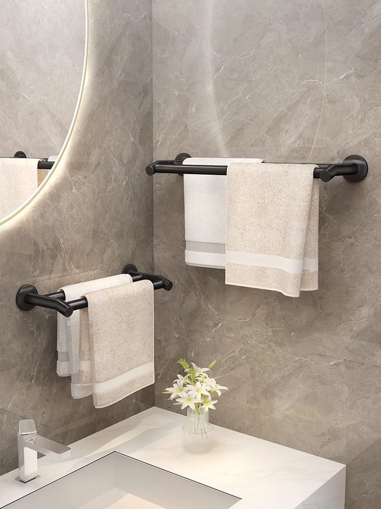 毛巾架子免打孔卫生间壁挂浴室毛巾单杆置物架厕所洗手间收纳挂架