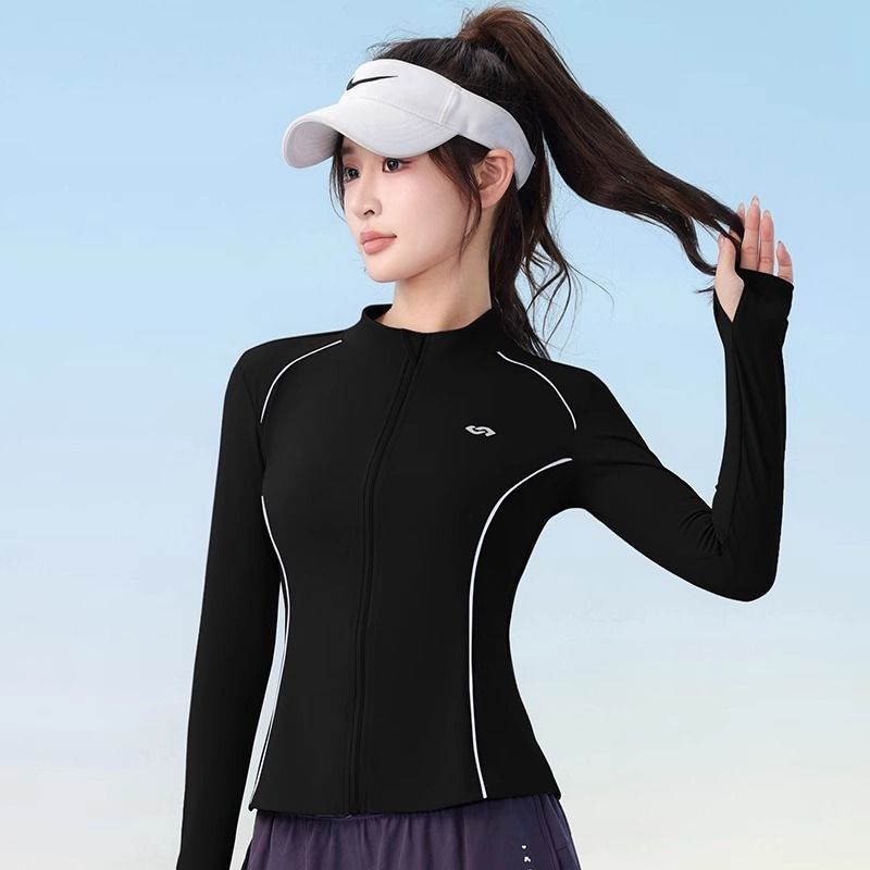 范斯蒂克健身服女秋冬全拉链修身瑜伽外套上衣户外训练运动跑步服