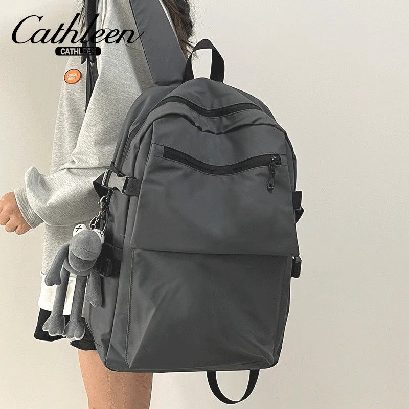 Large-capacity sports high-looking backpack women's solid color versatile school bag college student computer travel backpack