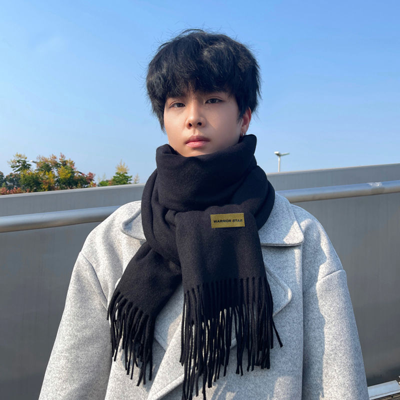 Scarf winter men's enlarged and thickened scarf northern cold-resistant windproof warm casual student scarf versatile