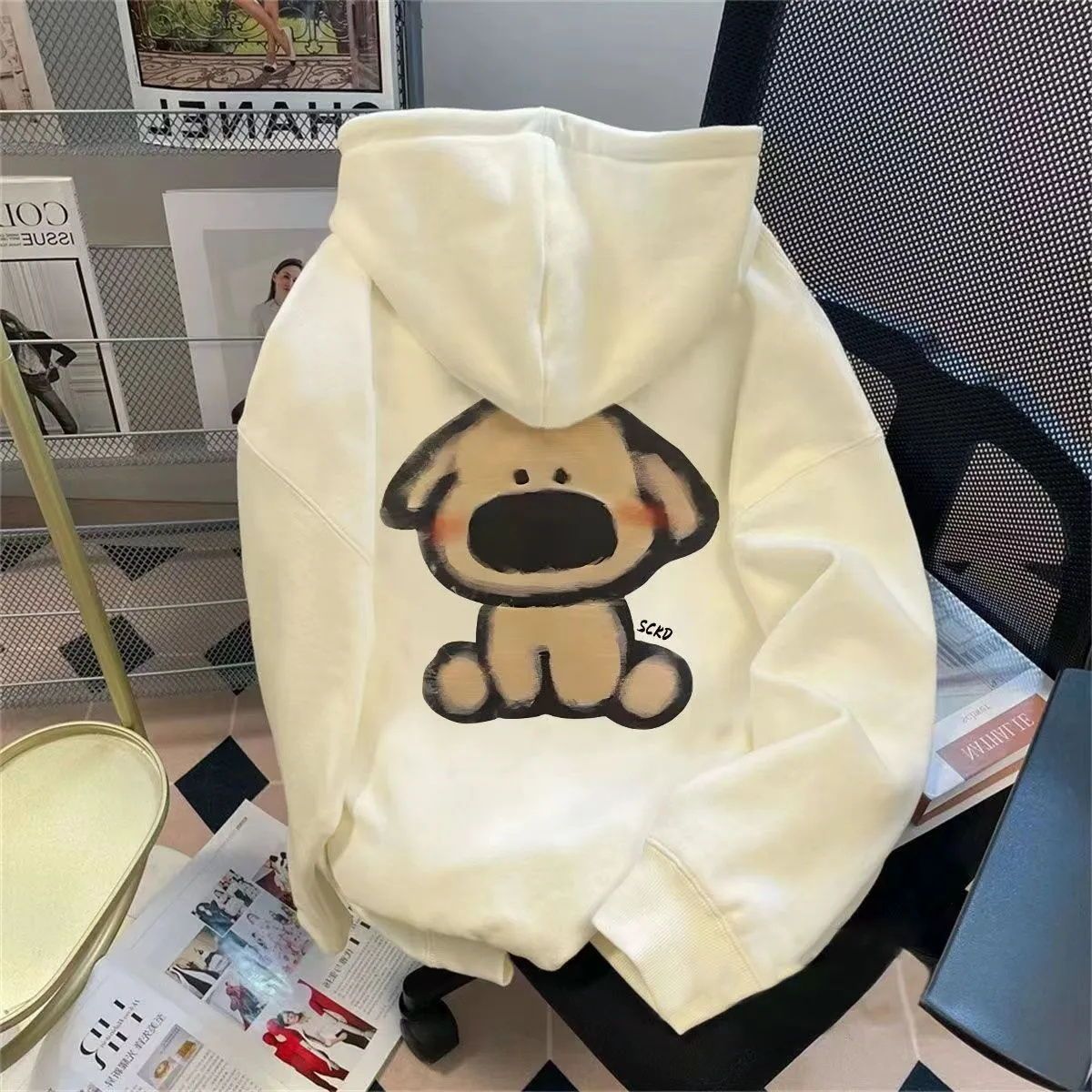 韓版洋氣卡通印花連帽衛衣男女同款寬鬆潮流秋冬季休閒外套ins潮