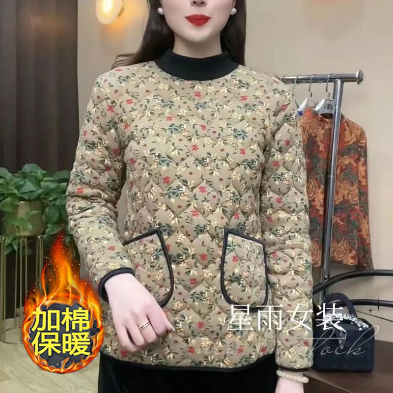 2023秋冬新款時尚洋氣駝絨棉衣加絨加厚保暖40歲50歲顯瘦百搭上衣