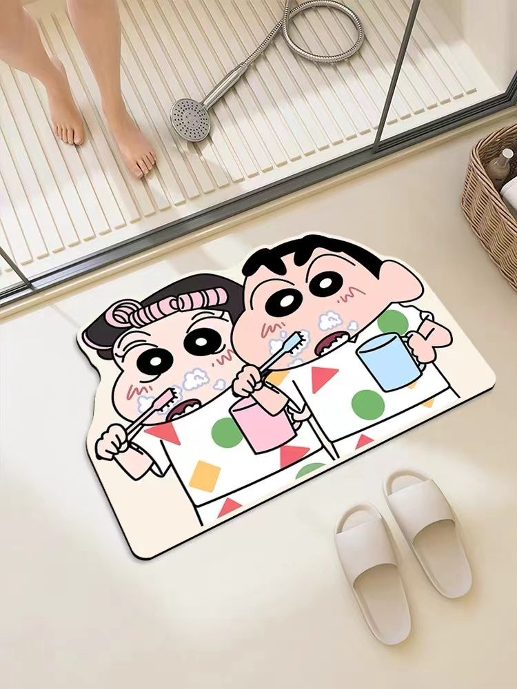 Cute bathroom absorbent floor mat, bathroom door entry mat, Crayon Shin-chan bathroom non-slip floor mat, carpet