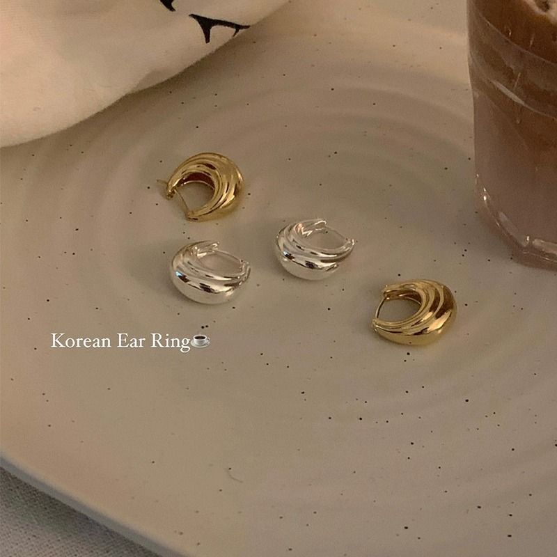 學院極簡風金屬耳圈耳扣小金豆素圈耳環女獨特耳飾耳環圈圈耳釘