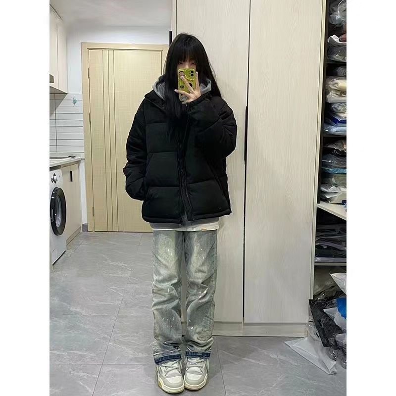 2023冬季新款韓版寬鬆加厚黑色棉服棉襖女ins保暖棉衣麵包服外套