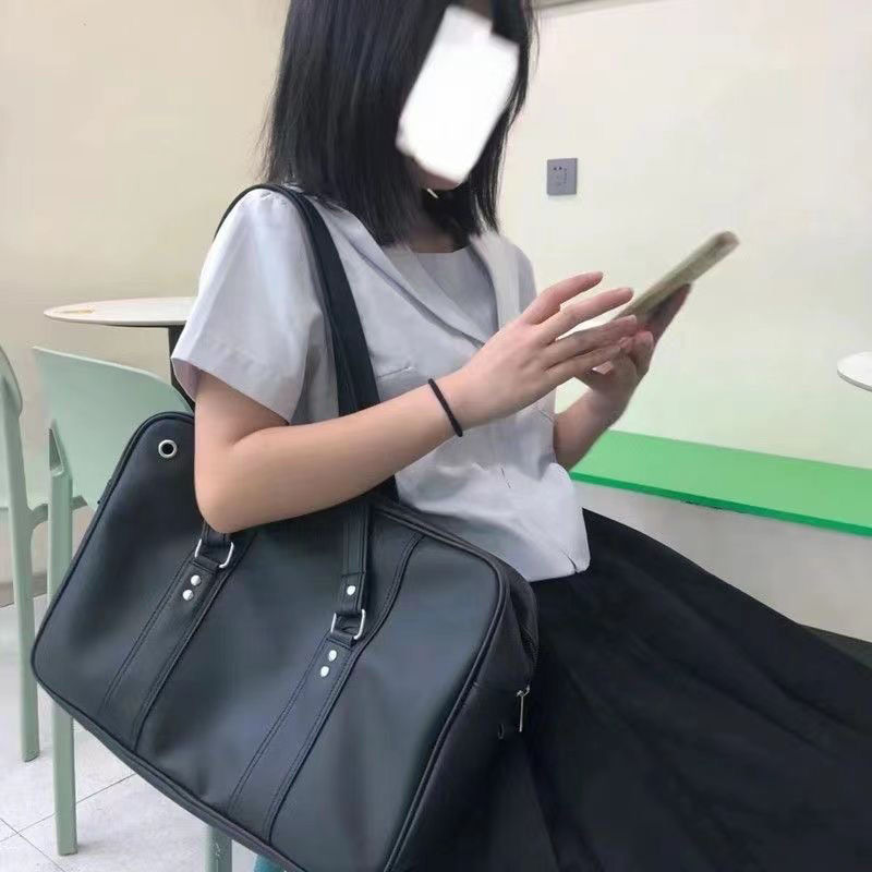 新款女士日系JK制服PU包学生通勤书包大容量单肩斜跨包手提包