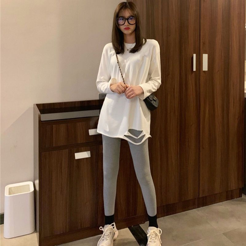 德絨保暖打底衫內搭女秋冬新款加絨加厚白色寬鬆百搭圓領長袖上衣