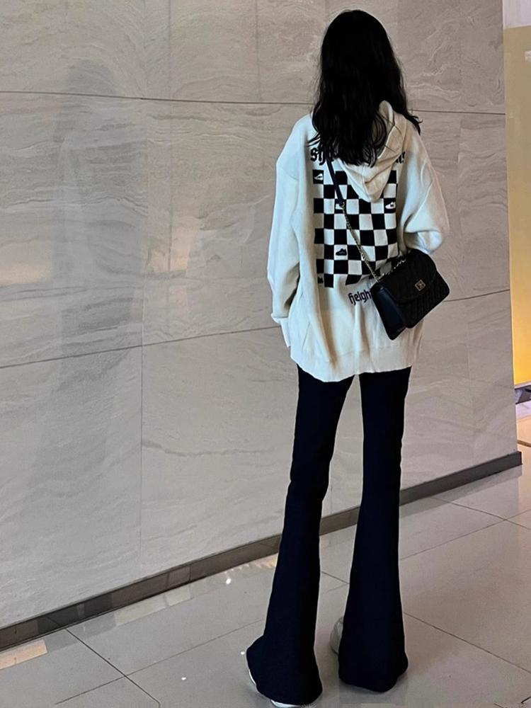 設計感黑色開叉微喇叭牛仔褲女秋季新款高腰顯瘦彈力垂感拖地長褲