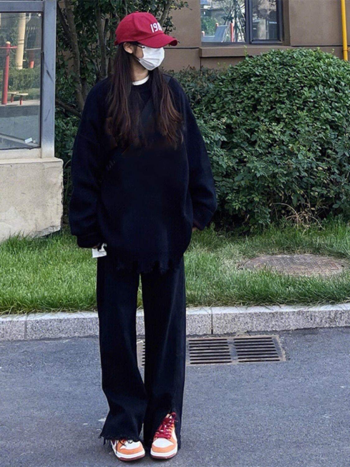 慵懶風圓領oversize衛衣女學生韓版寬鬆秋冬加絨百搭長袖上衣薄